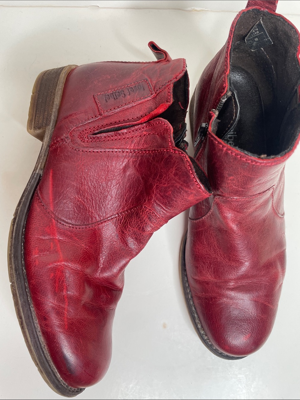 Josef Seibel red leather Chelsea boot size 37